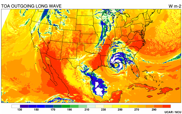 Simulation of a hurricane from a climate model.