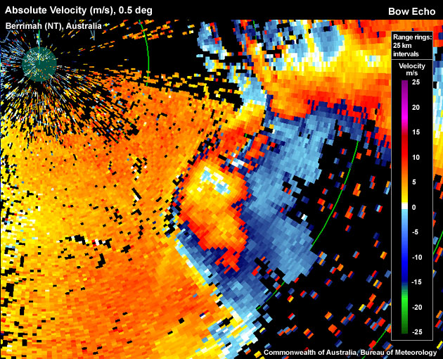 Absolute Velocity (m/s) Berrimah (NT), Australia, Bow Echo