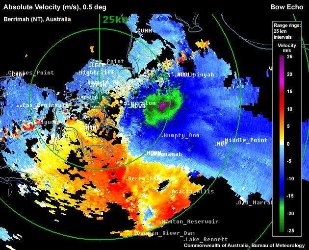 Absolute Velocity (m/s) Berrimah (NT), Australia, 0950 UTC 13 Dec 2006