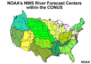 NOAA's NWS River Forecast Centers within the CONUS