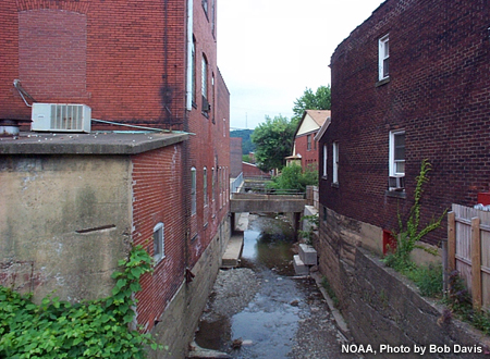 Cement channel thru urban area 