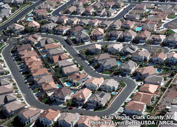 aerial view of suburban Las Vegas, NV