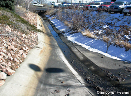 A concrete lined drainage channel