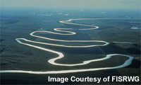 small photo of aerial shot of meandring river